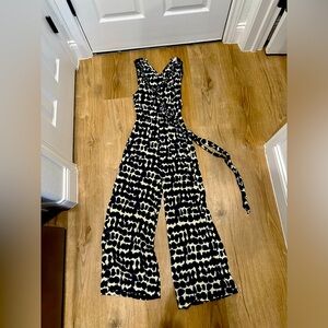 Anthropologie Blue & White Cropped Jumpsuit